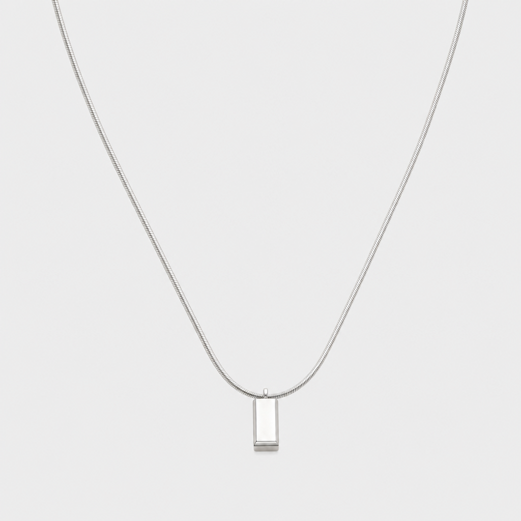 Block Necklace Silver