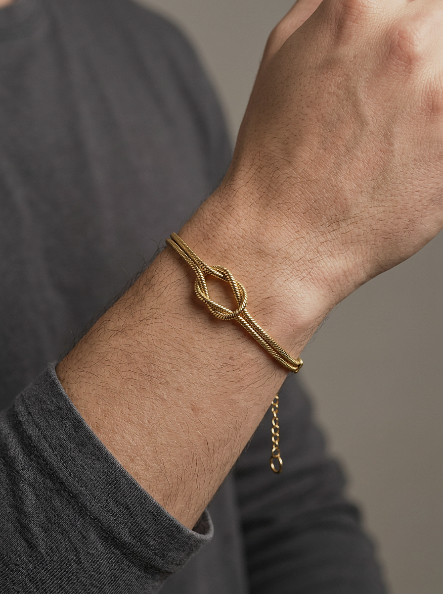 Knot Bracelet Gold worn