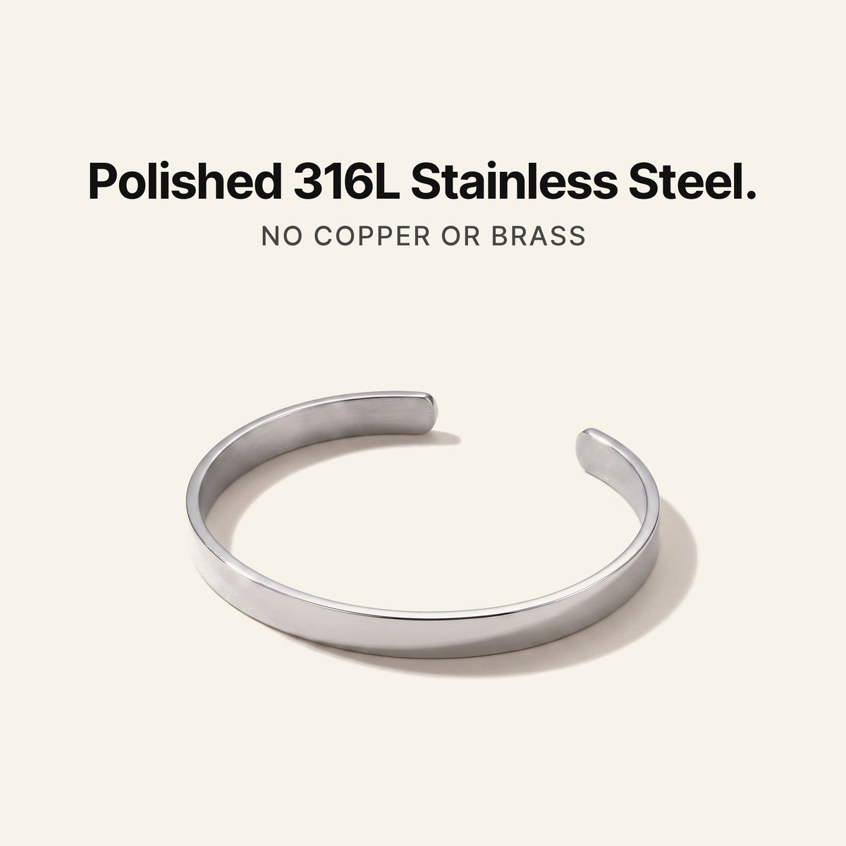 Meridian Cuff Silver. Polished 316L Stainless Steel.