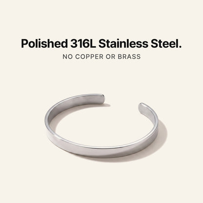 Meridian Cuff Silver. Polished 316L Stainless Steel.