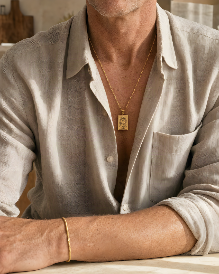 Tarot Necklace Gold worn