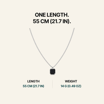 Onyx Pendant Necklace Silver. One Length. 55 Cm (21.7 In).