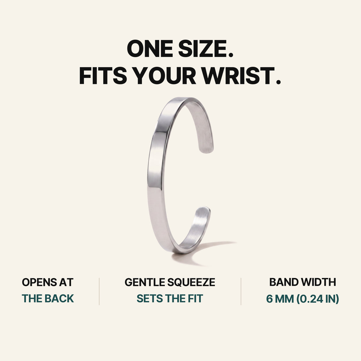 Meridian Cuff Silver. One Size. Fits Your Wrist.