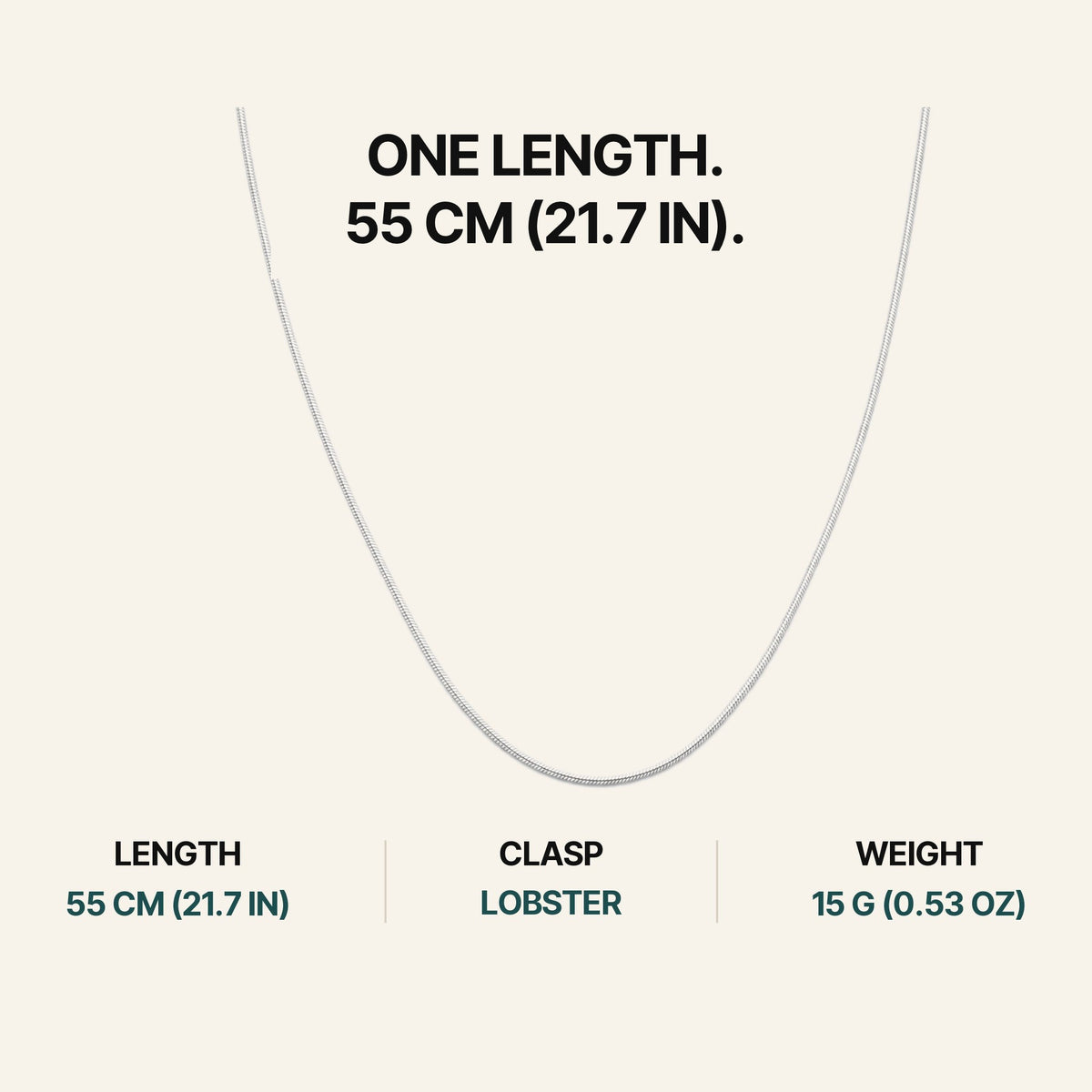 Classic Necklace Silver. One Length. 55 Cm (21.7 In).