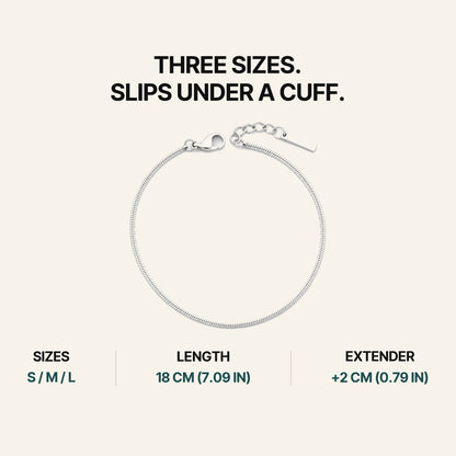 Classic Bracelet Silver. Three Sizes. Slips Under A Cuff.