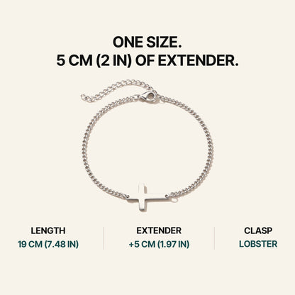 Cross Bracelet Silver. One Size. 5 Cm (2 In) Of Extender.