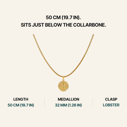 Compass Pendant Necklace (18K). 50 Cm (19.7 In). Sits Just Below The Collarbone.