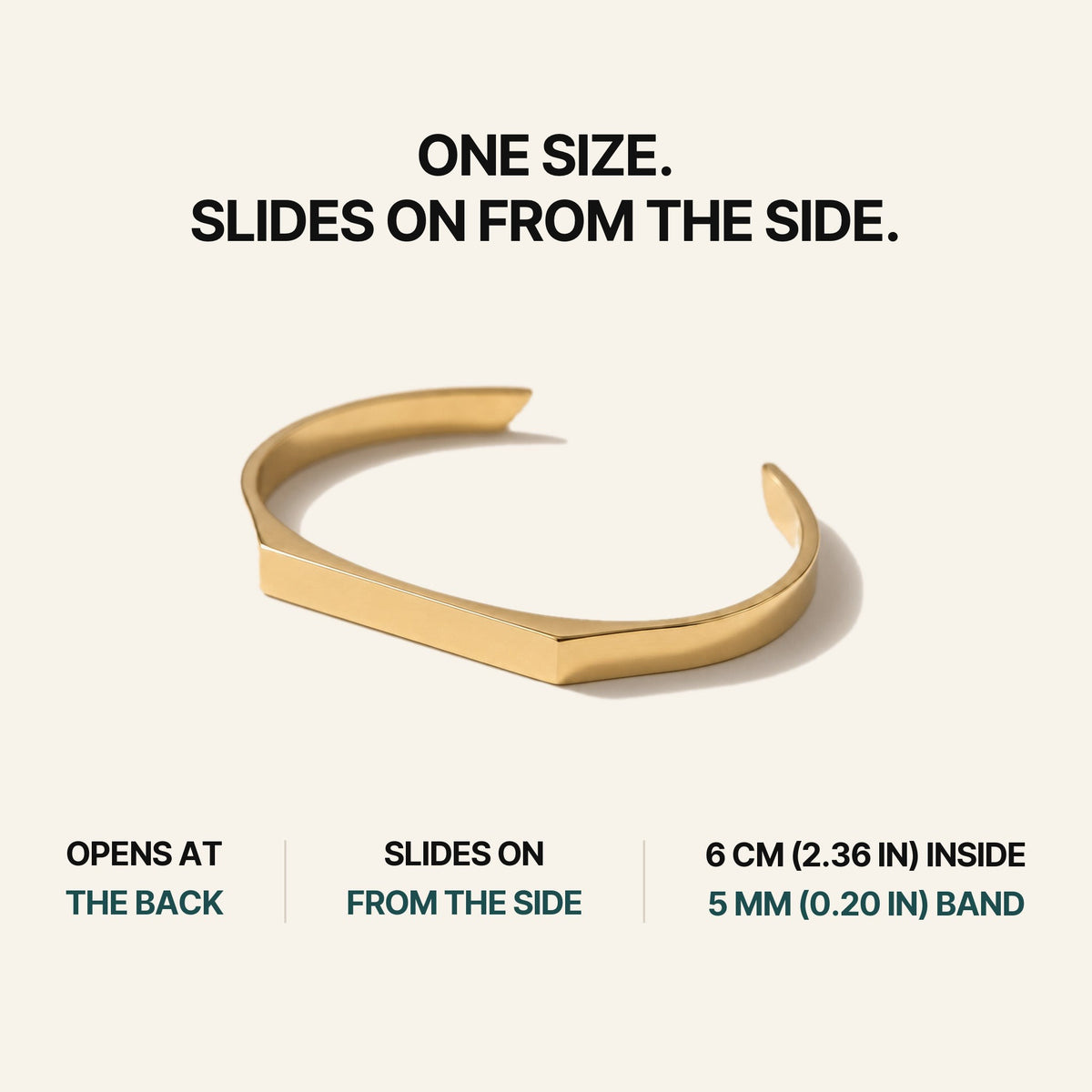 Open Cuff Gold (18K). One Size. Slides On From The Side.