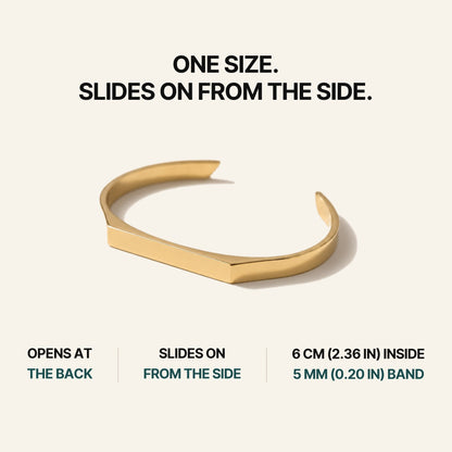 Open Cuff Gold (18K). One Size. Slides On From The Side.