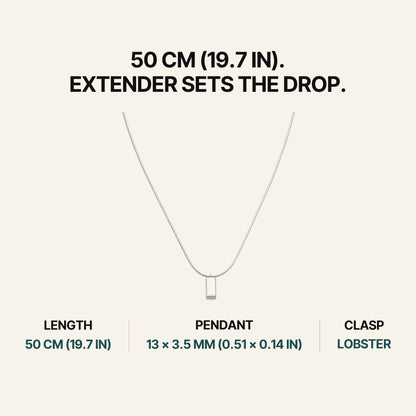 Block Necklace Silver. 50 Cm (19.7 In). Extender Sets The Drop.