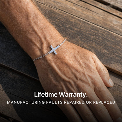 Cross Bracelet Silver. Lifetime Warranty.