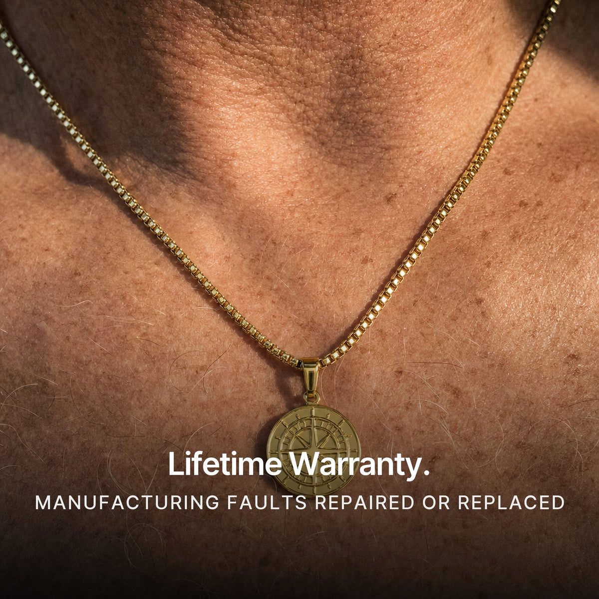 Compass Pendant Necklace (18K). Lifetime Warranty.