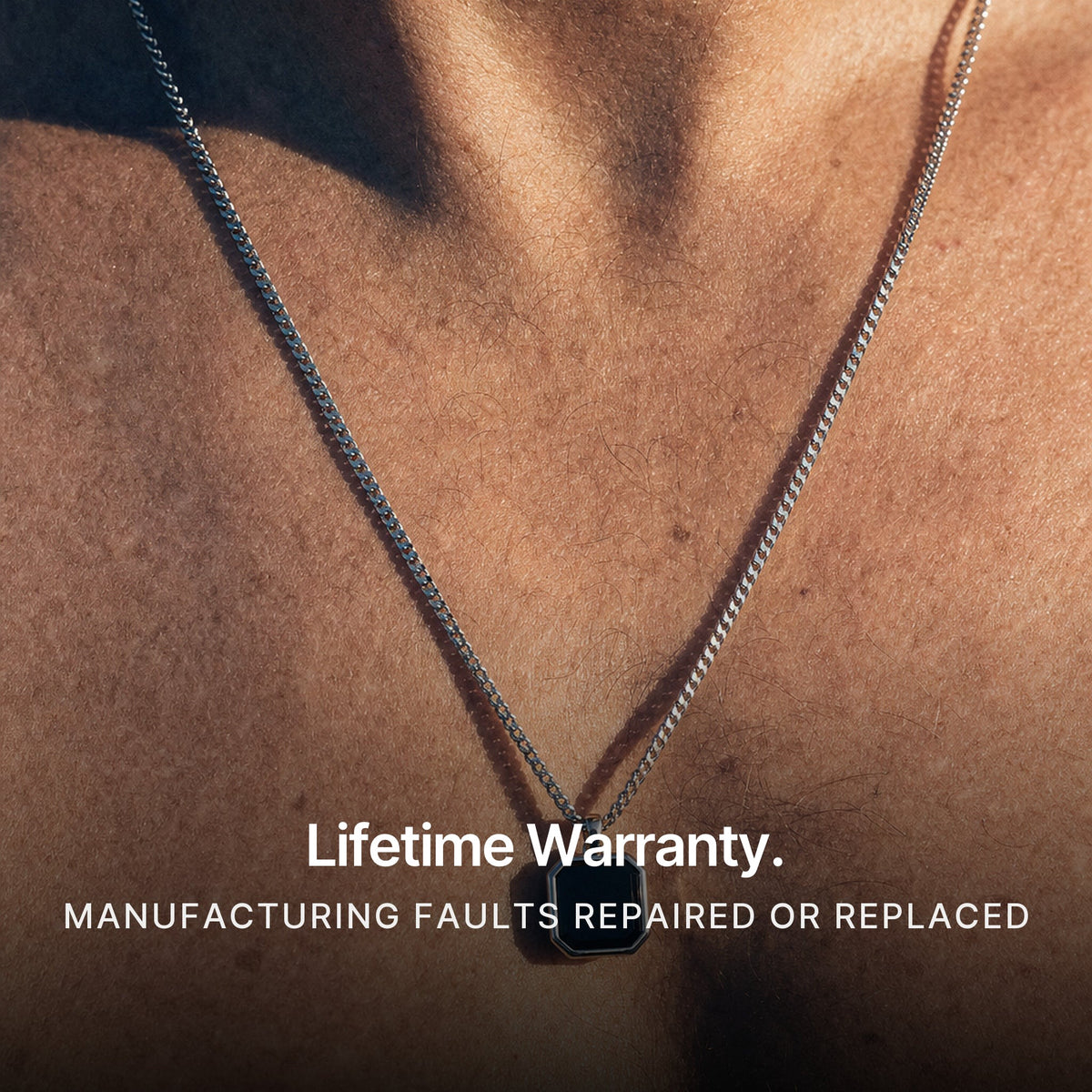Onyx Pendant Necklace Silver. Lifetime Warranty.