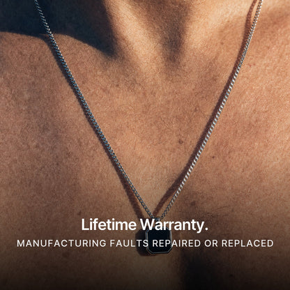 Onyx Pendant Necklace Silver. Lifetime Warranty.