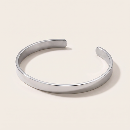 Meridian Cuff in polished stainless steel, studio packshot