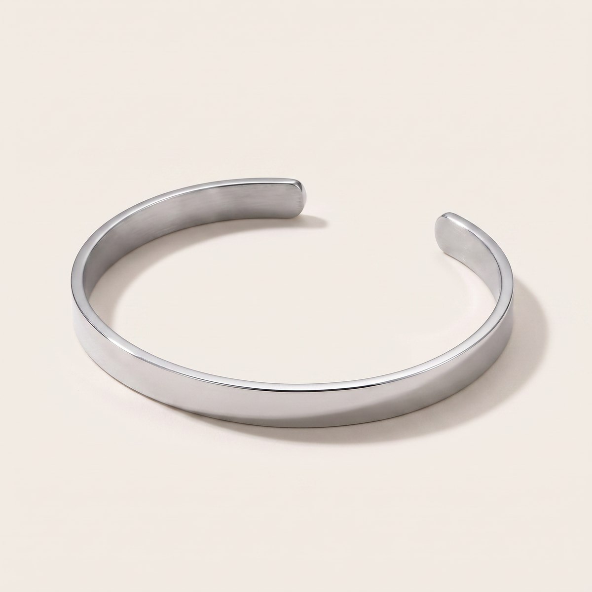 Meridian Cuff in polished stainless steel, studio packshot