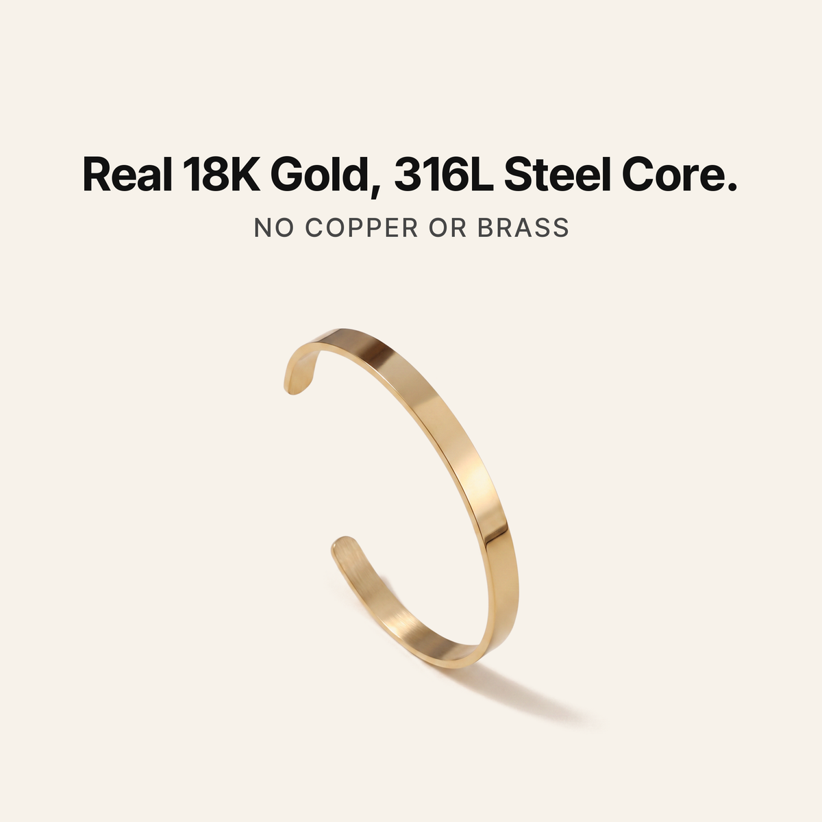 887Seven Meridian Cuff. Real 18K gold, 316L steel core. No copper or brass.