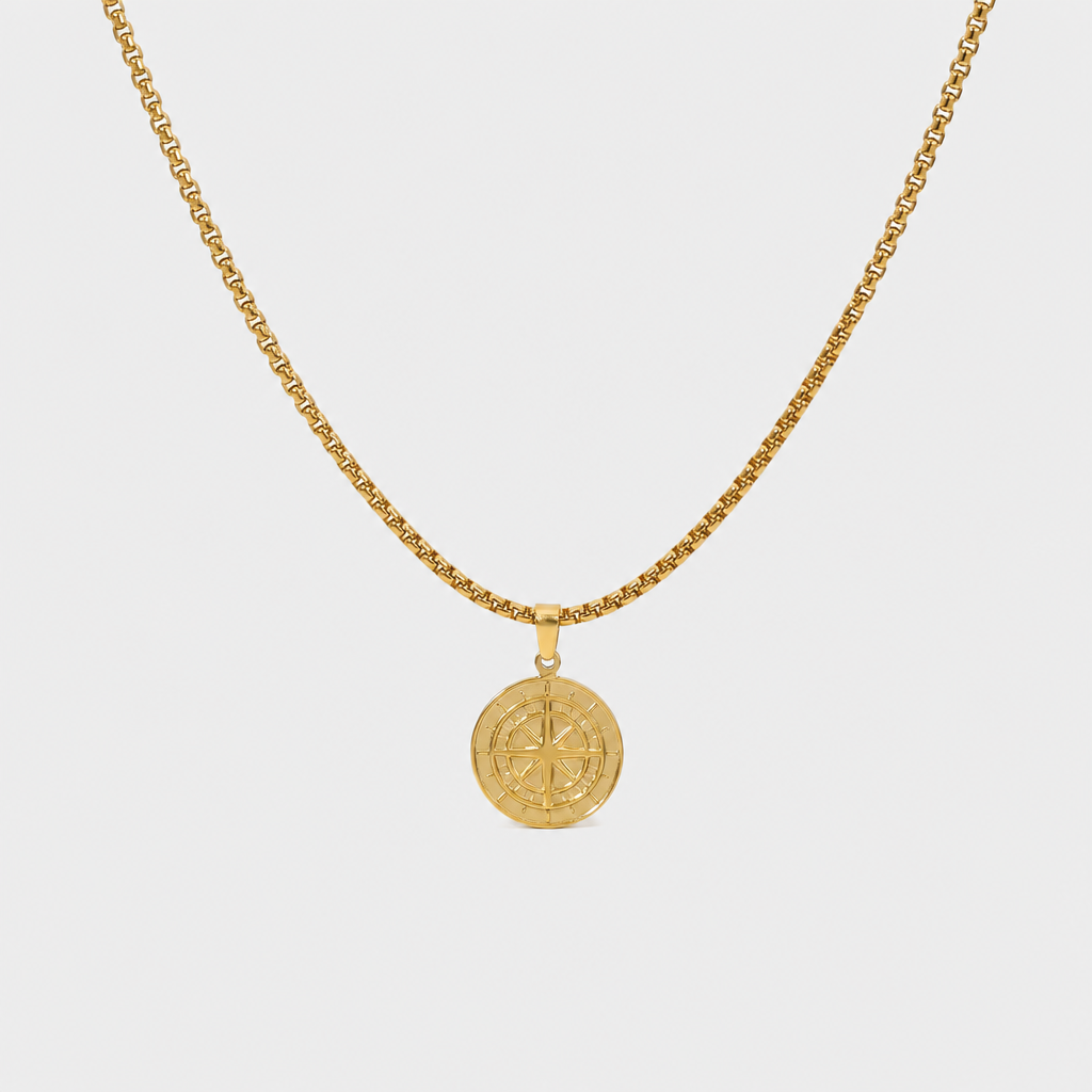 Compass Pendant Necklace on the 887Seven grey plate