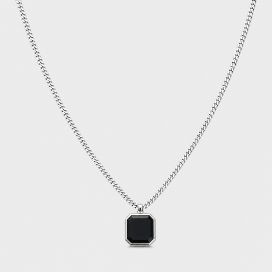 Onyx Pendant Necklace on the 887Seven grey plate