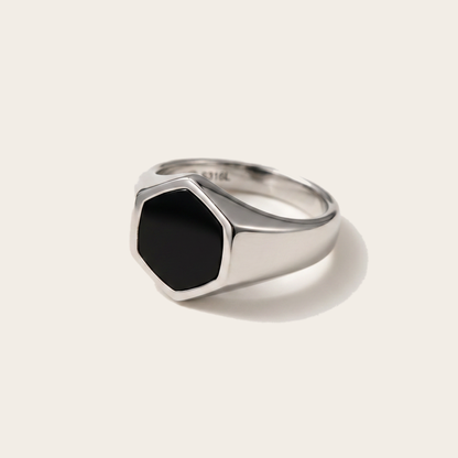 Onyx Signet Ring Hexagon