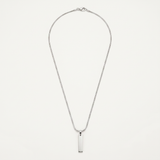 Silver bar pendant necklace on white