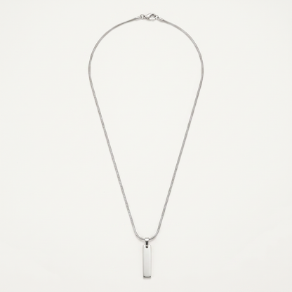 Silver bar pendant necklace on white