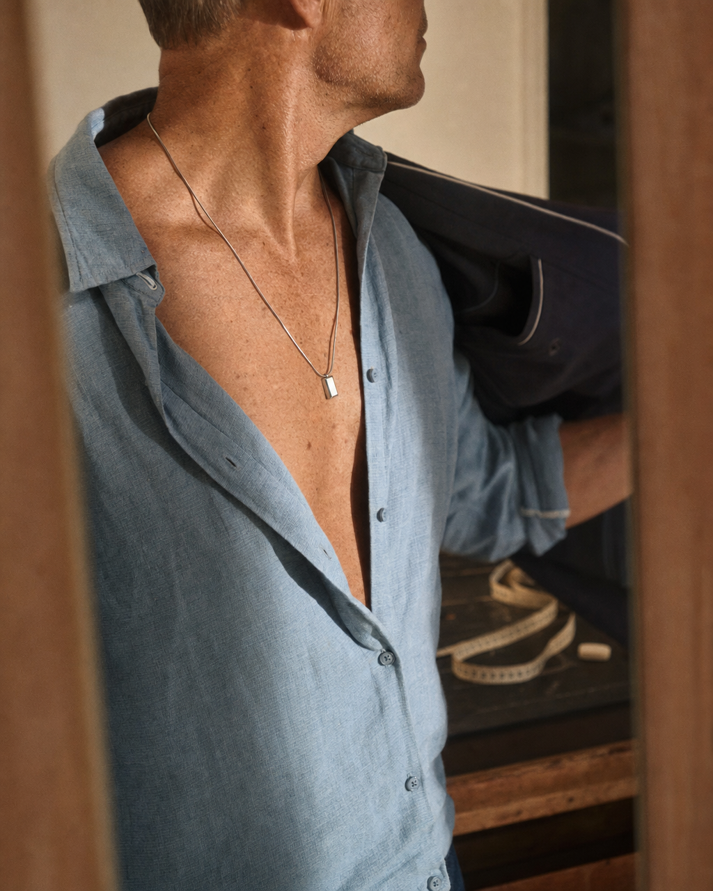 Block Necklace steel, tailor mirror