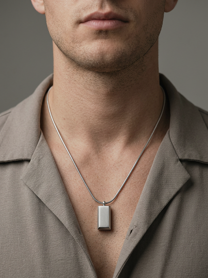 Block Pendant Necklace worn