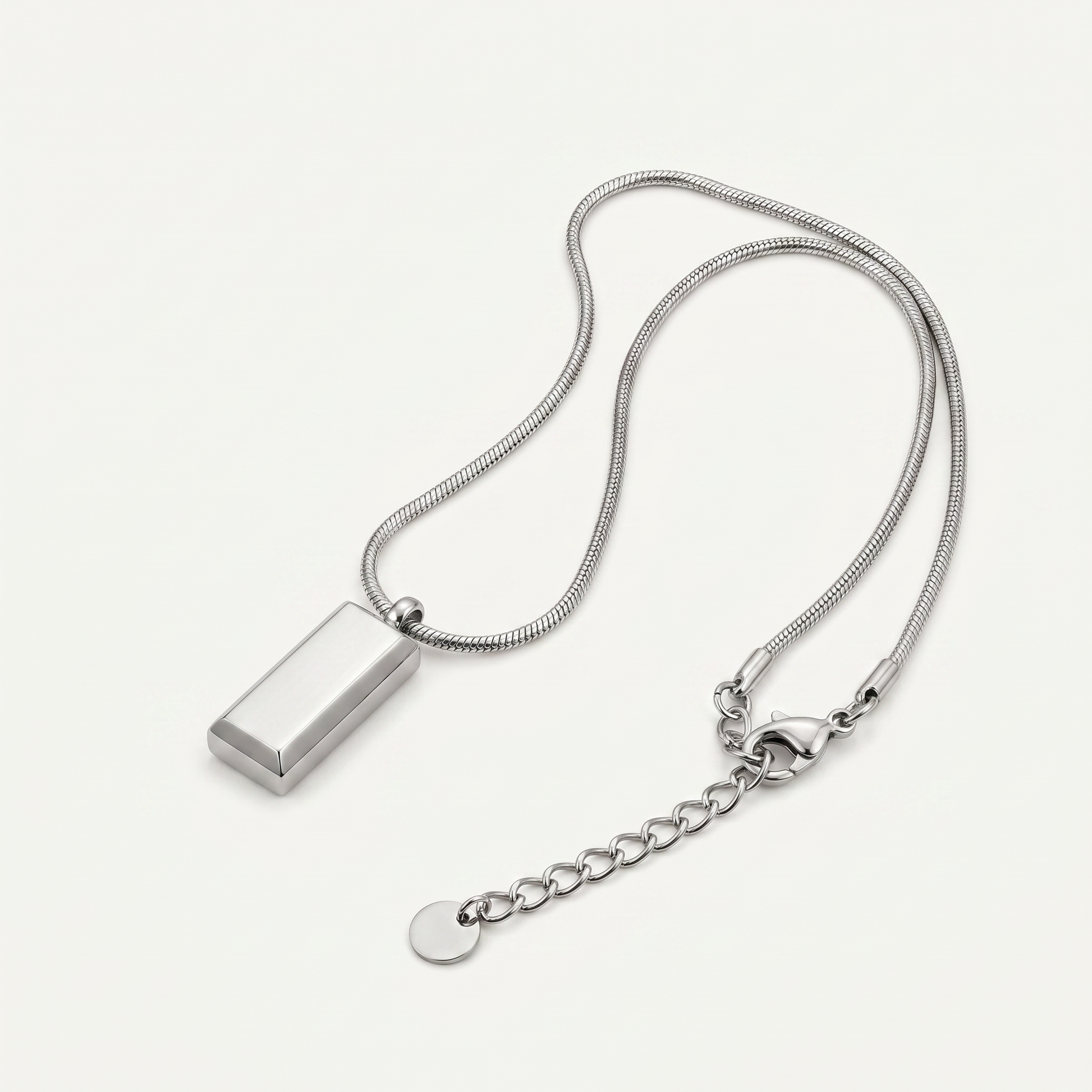Block pendant necklace on white