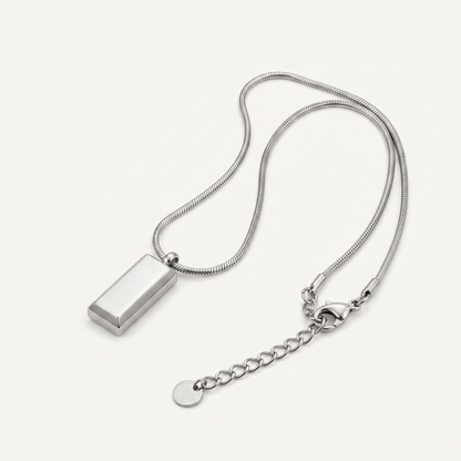 Block pendant necklace on white