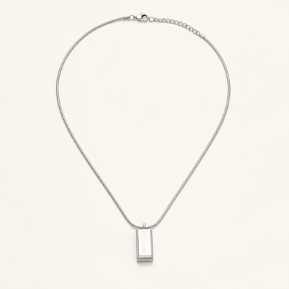 Block pendant necklace on white
