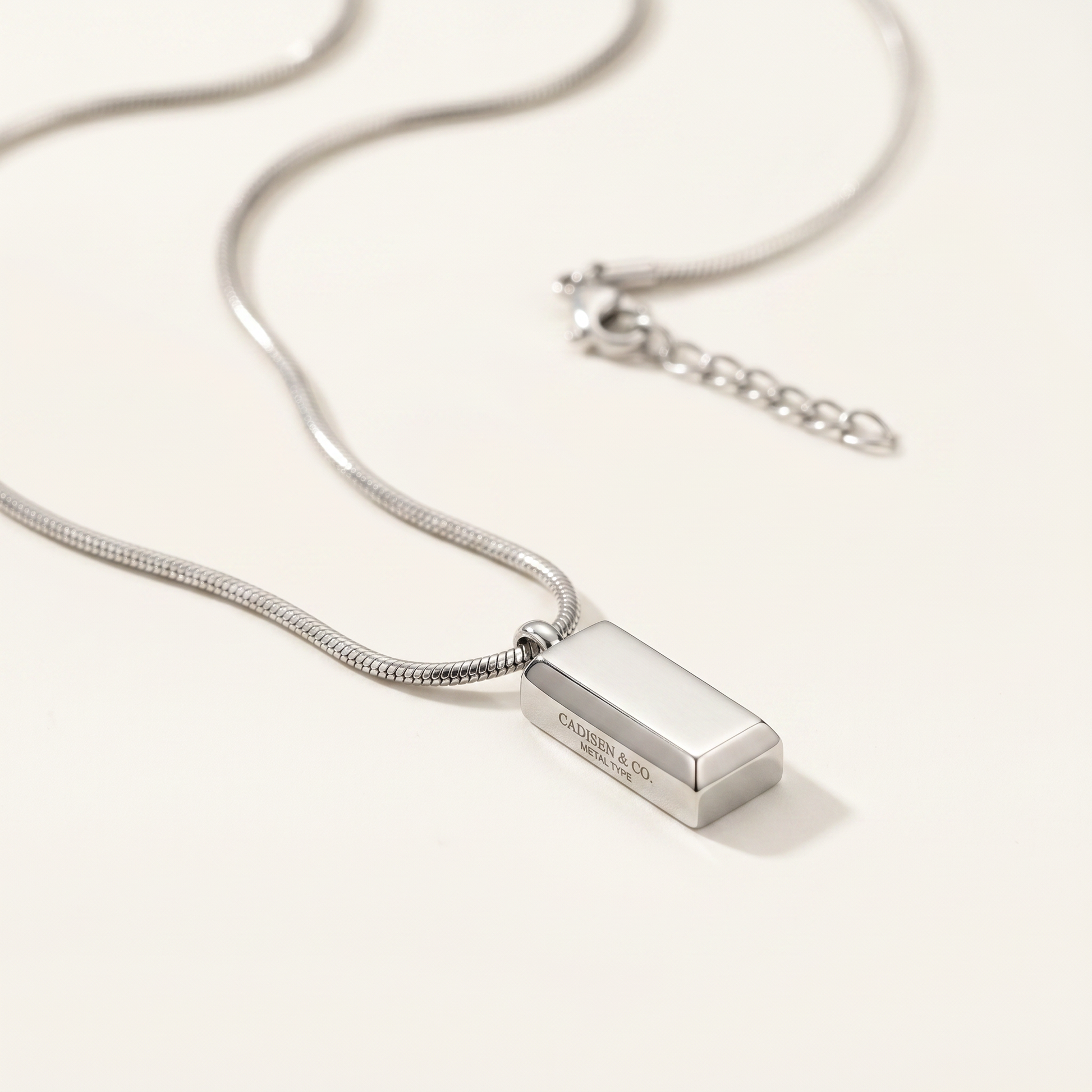 Close-up of the 3D block pendant