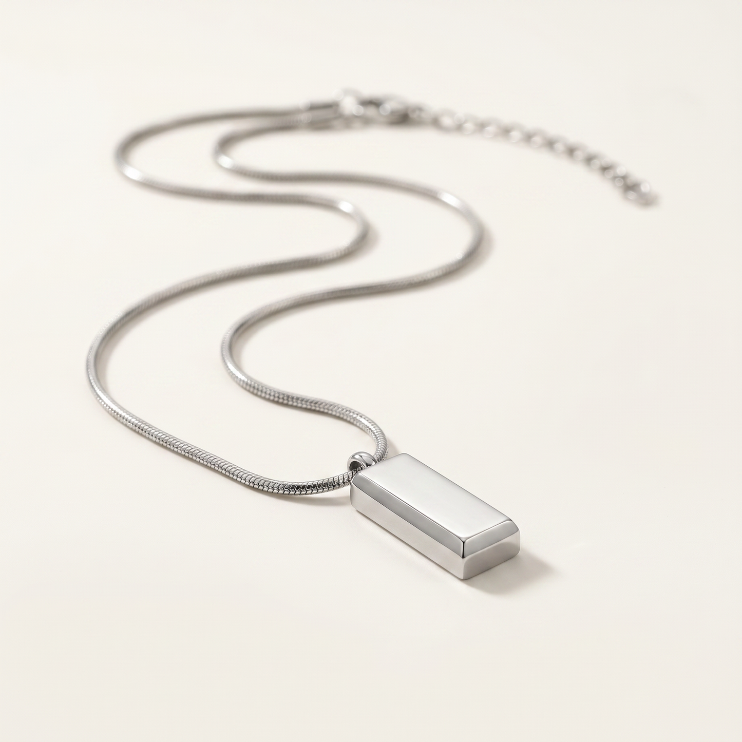 Close-up of the 3D block pendant