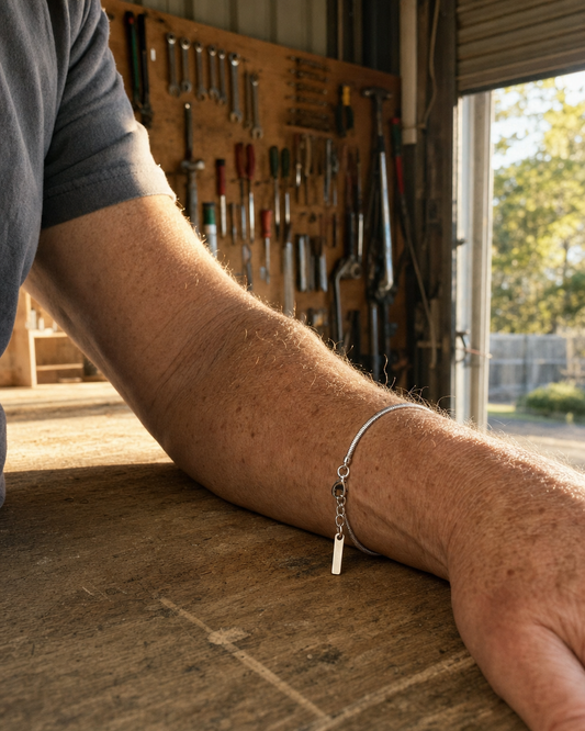 887Seven Classic Bracelet, polished 316L steel, worn