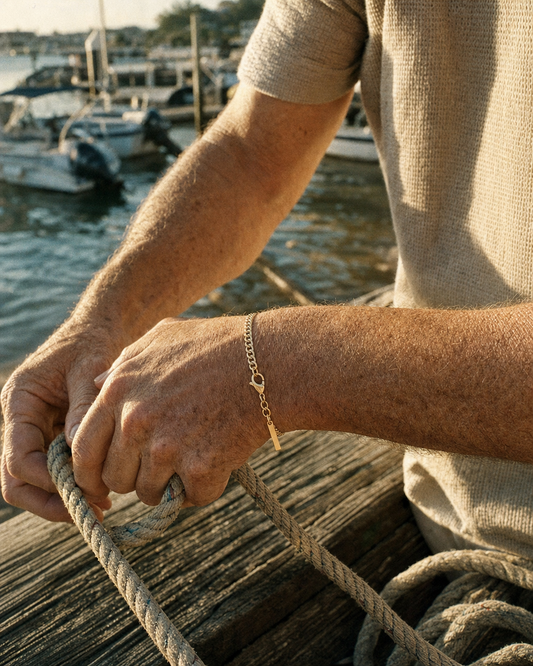 Cuban Bracelet 18K gold finish, jetty