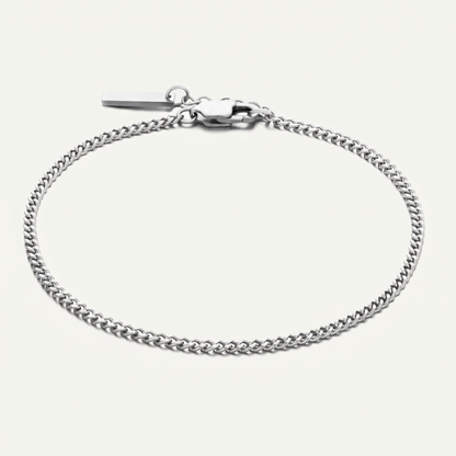 Silver Cuban link bracelet on white