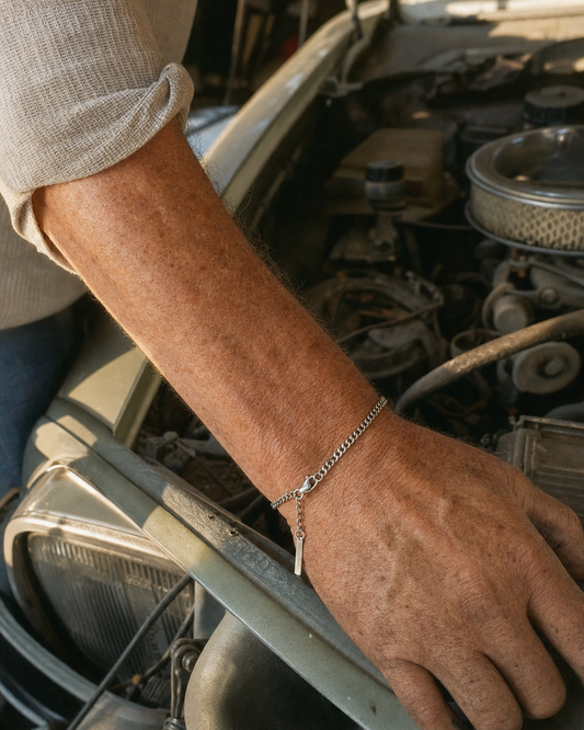 Cuban Bracelet steel, under the car