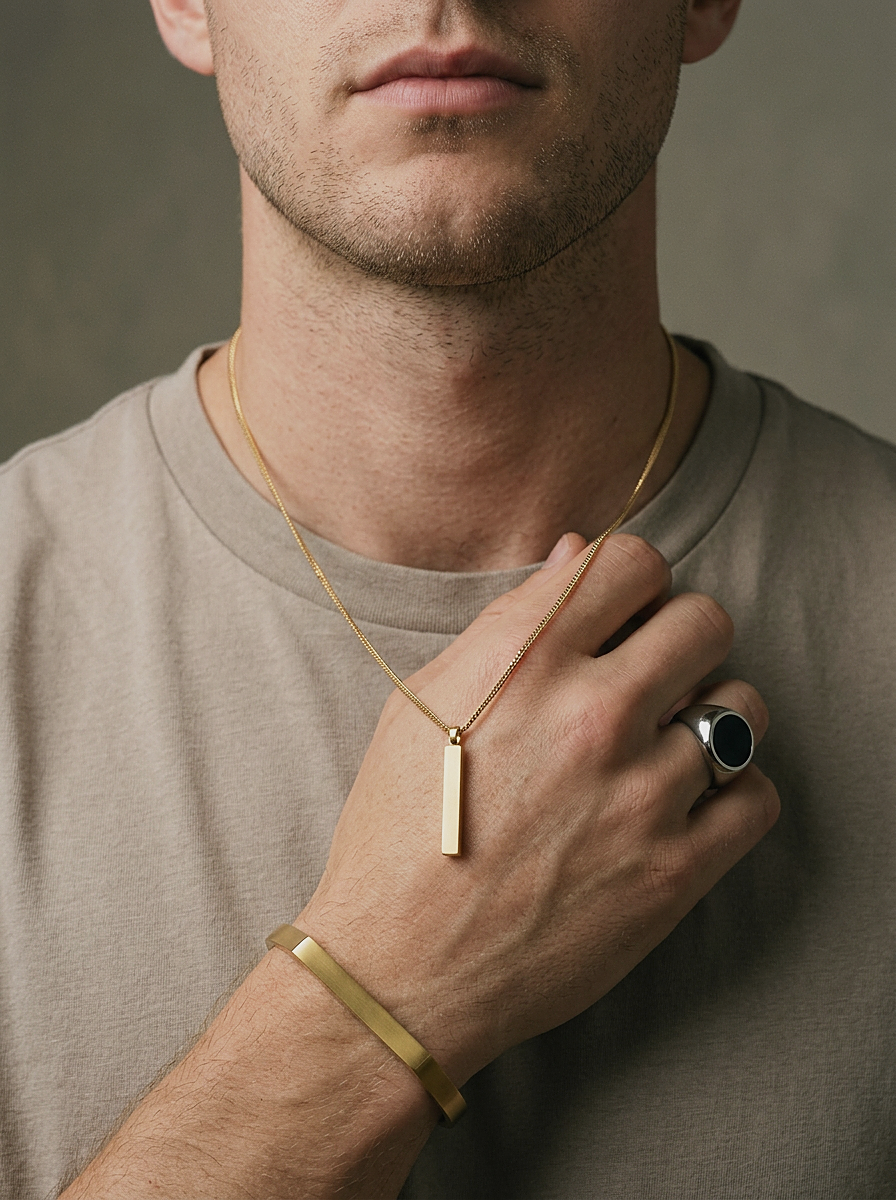 Engravable Open Cuff Gold worn
