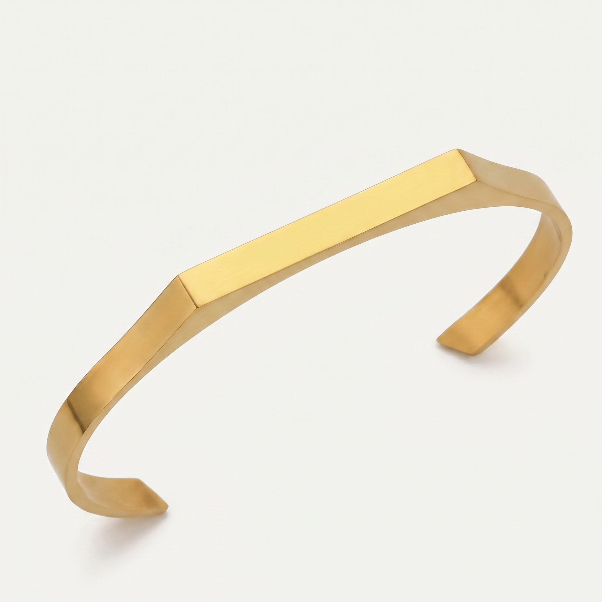 Gold engravable open cuff on white