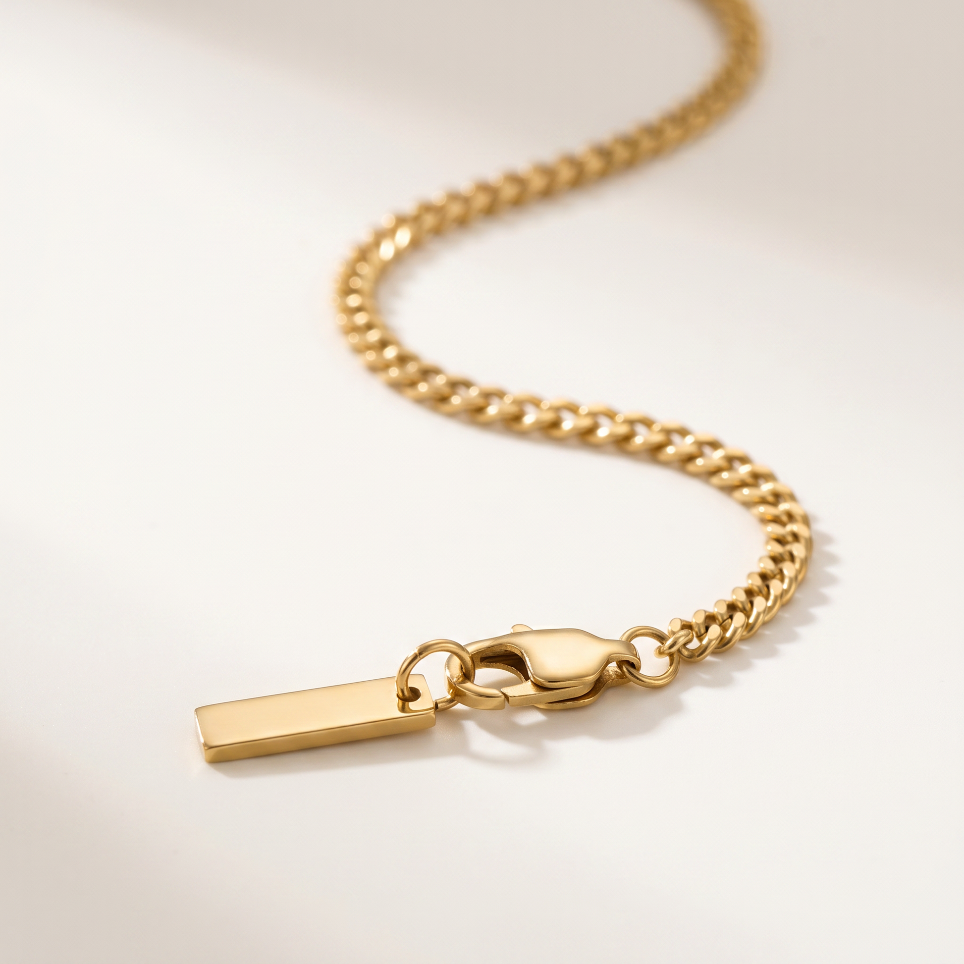 Close-up of the gold Cuban links
