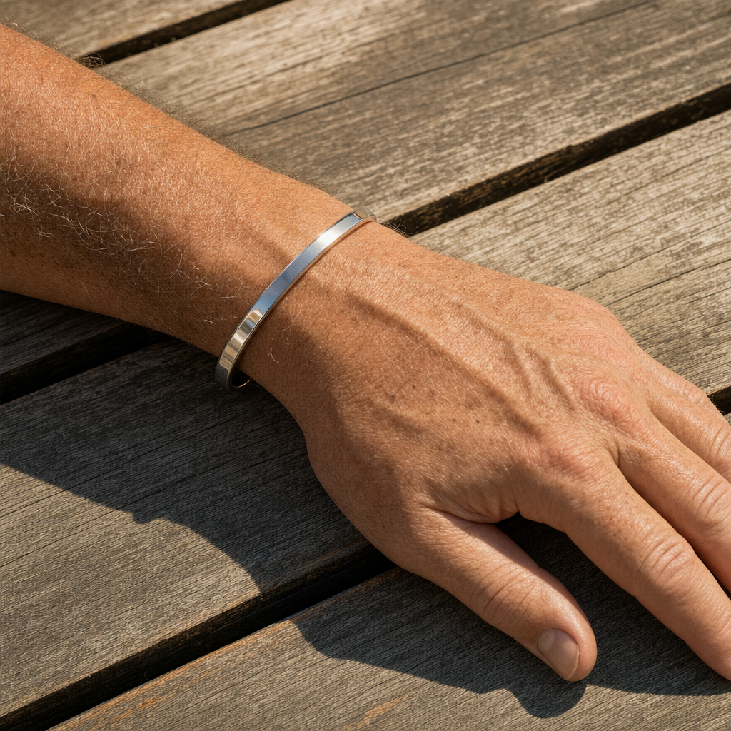 Meridian Cuff worn, viewed from above