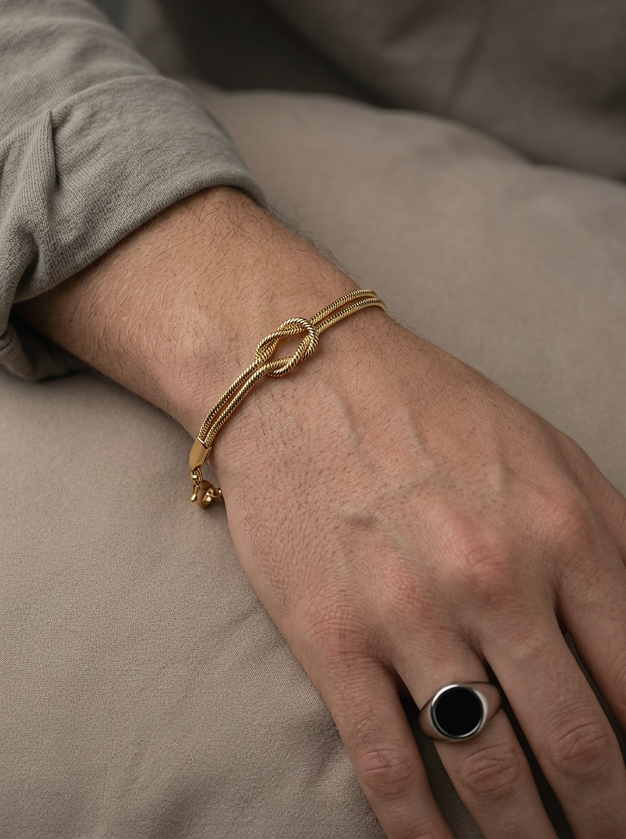 Knot Bracelet Gold worn