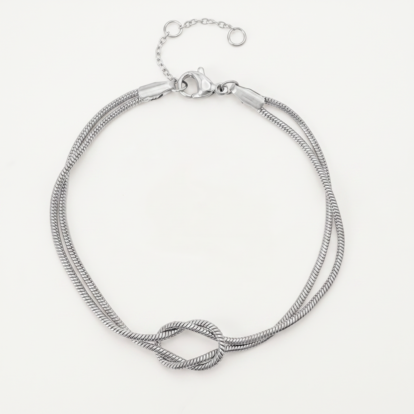Silver knot bracelet on white