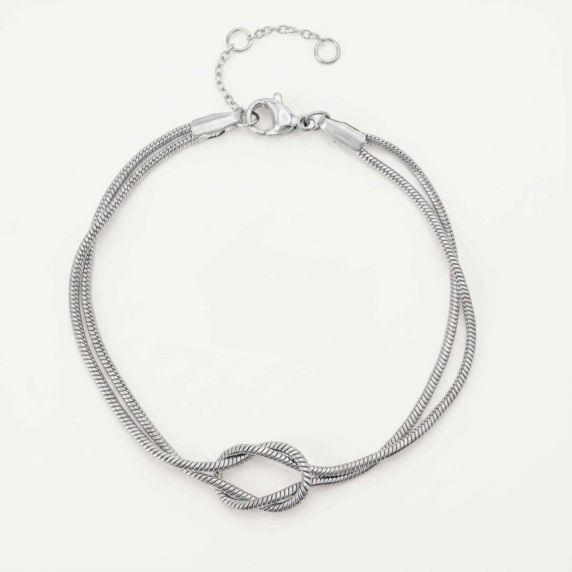 Silver knot bracelet on white