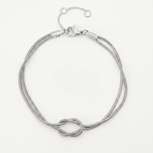 Silver knot bracelet on white
