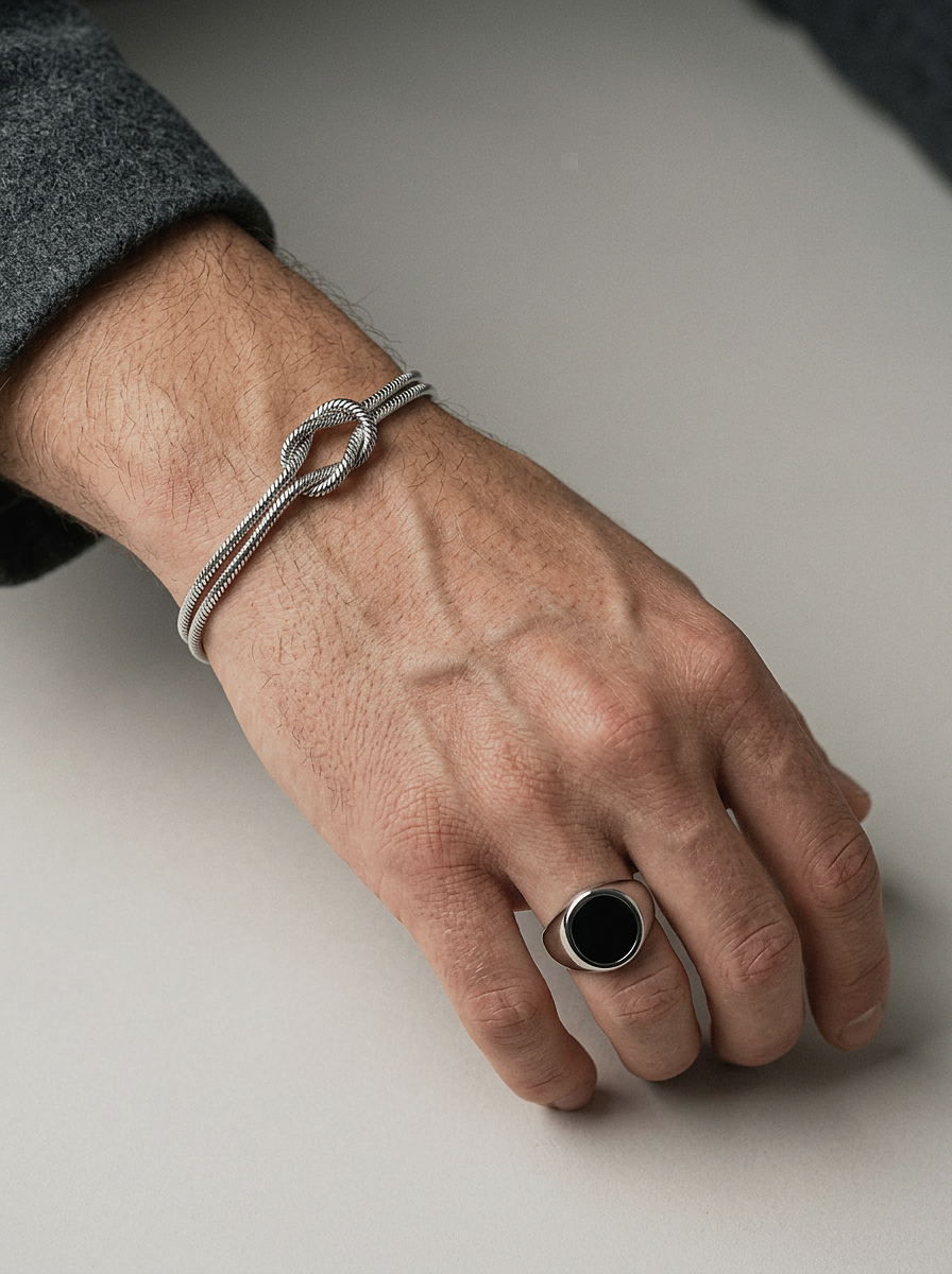 Knot Bracelet Silver worn