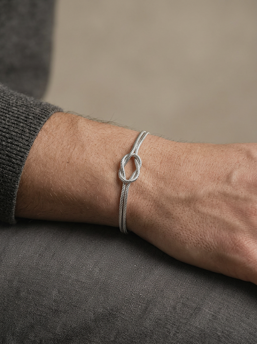 Knot Bracelet Silver worn