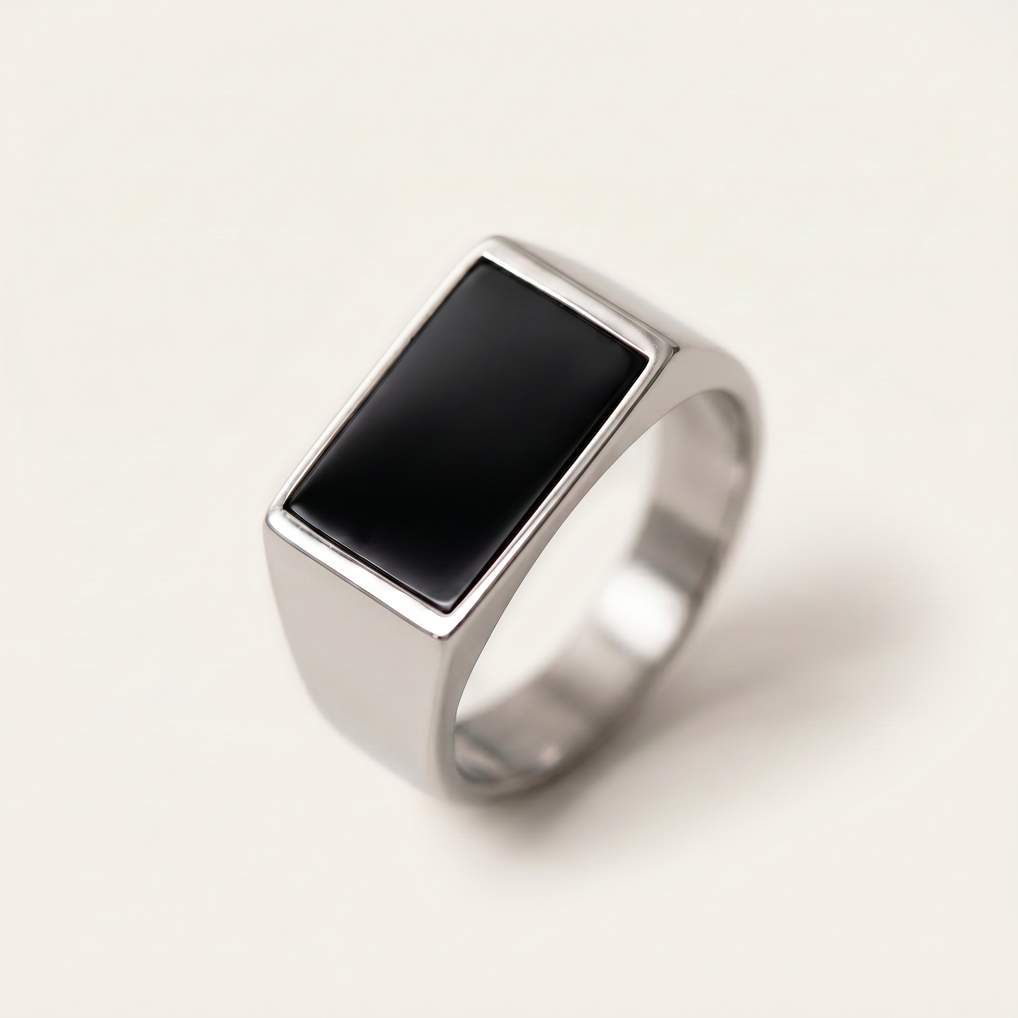 Close-up of the rectangular onyx signet