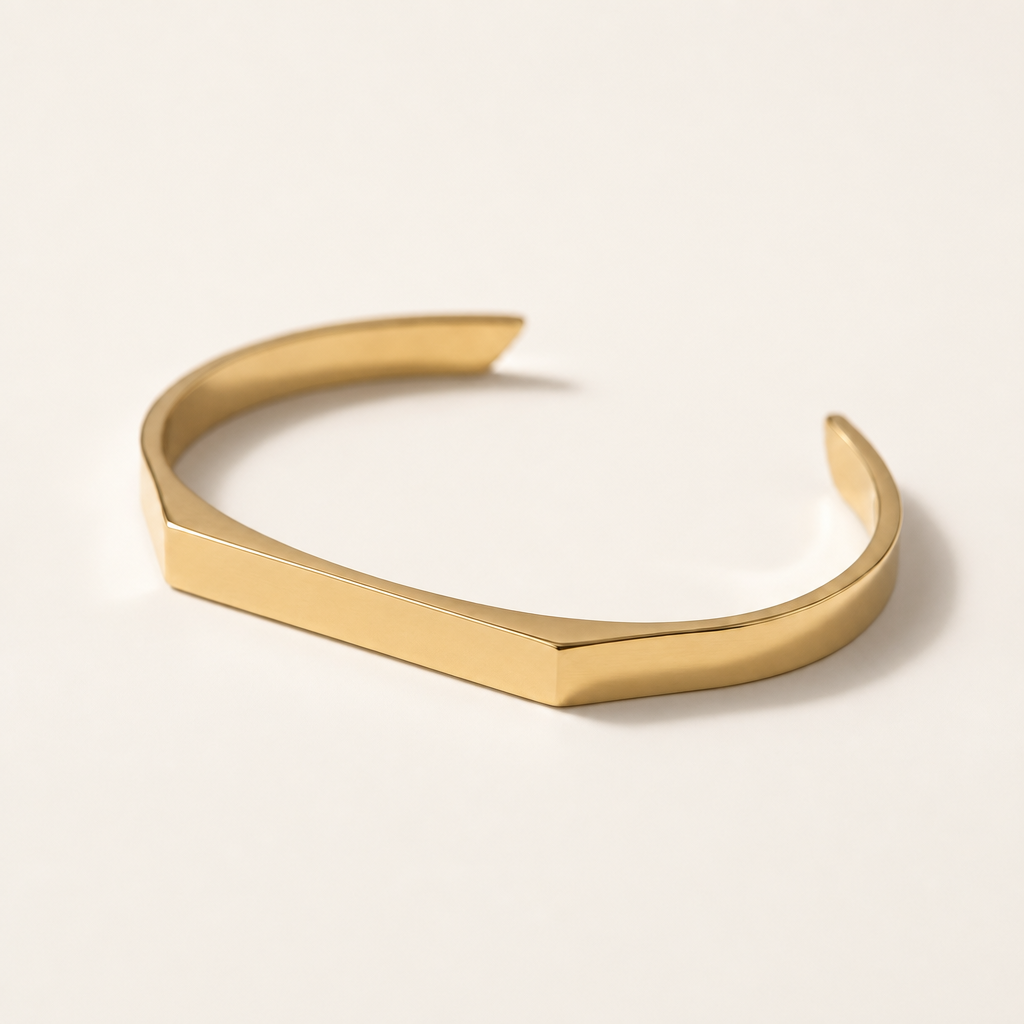 Gold engravable open cuff product detail