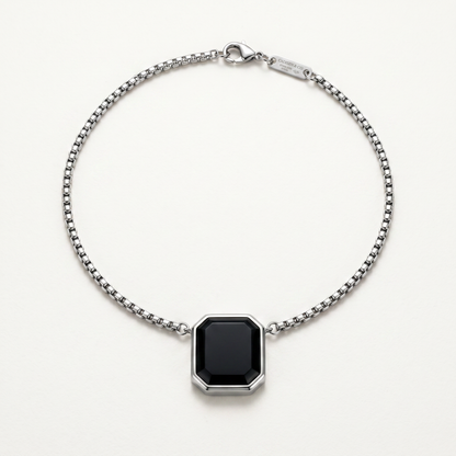 Onyx octagon pendant necklace on white